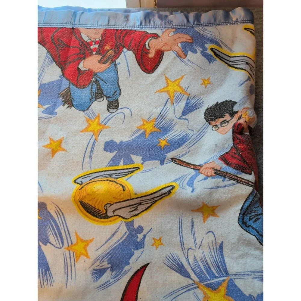 VTG HTF Harry Potter Quidditch Twin size Blanket W/Satin Binding